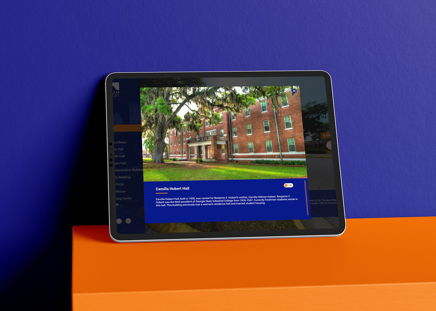 Savannah State Virtual Tour on tablet screen
